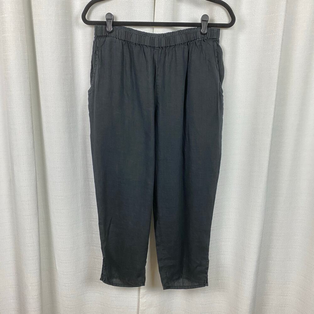FLAX Black Linen Pull On Pants Sz.M